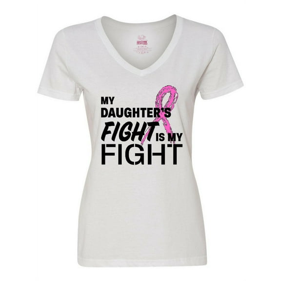 Inktastic My Daughters Fight is My Fight- Breast Cancer Awareness Women's V-Neck T-Shirt