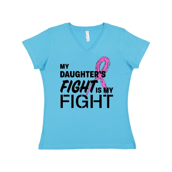 Inktastic My Daughters Fight is My Fight- Breast Cancer Awareness Women's V-Neck T-Shirt