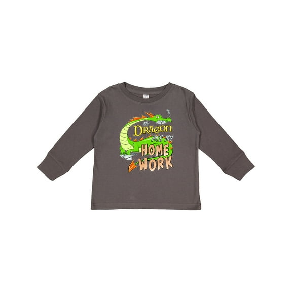 Inktastic My Dragon Ate My Homework Boys or Girls Long Sleeve Toddler T-Shirt