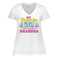 thumbnail image 1 of Inktastic My Favorite People Call Me Grandma with Flowers Women's Plus Size V-Neck T-Shirt, 1 of 5
