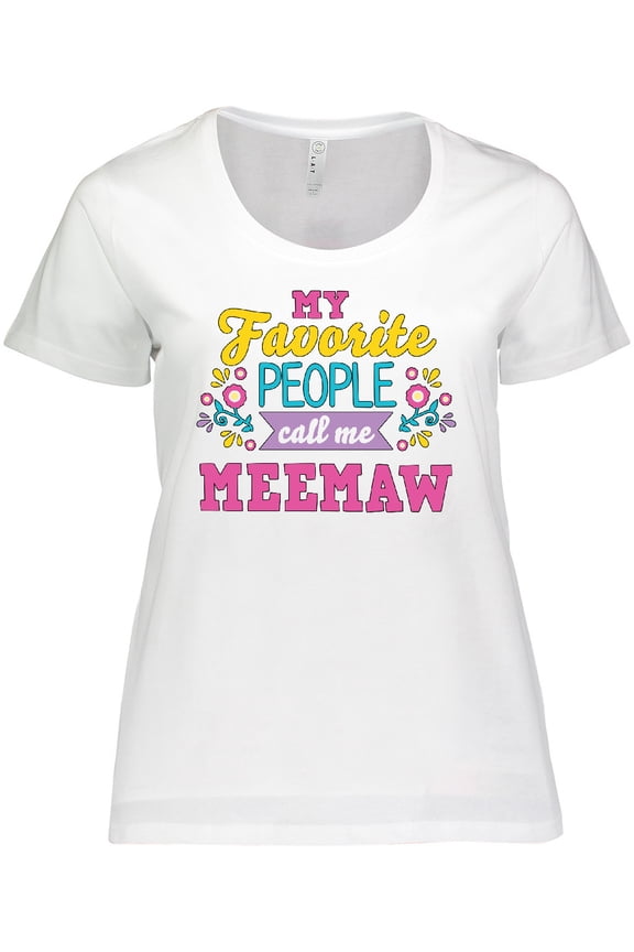 My Favorite People Call Me Meemaw with Flowers Women's Plus Size T-Shirt