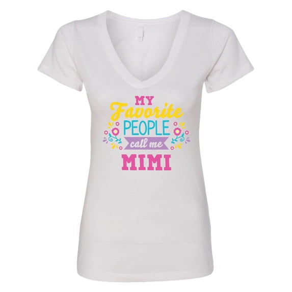 Inktastic My Favorite People Call Me Mimi with Flowers Women's V-Neck T-Shirt