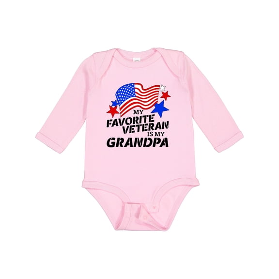 Inktastic My Favorite Veteran is My Grandpa Boys or Girls Long Sleeve Baby Bodysuit