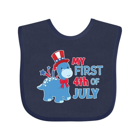 Inktastic My First 4th of July with Dinosaur Boys or Girls Baby Bib