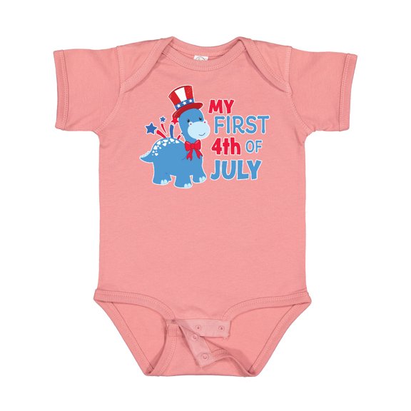 Inktastic My First 4th of July with Dinosaur Boys or Girls Baby Bodysuit