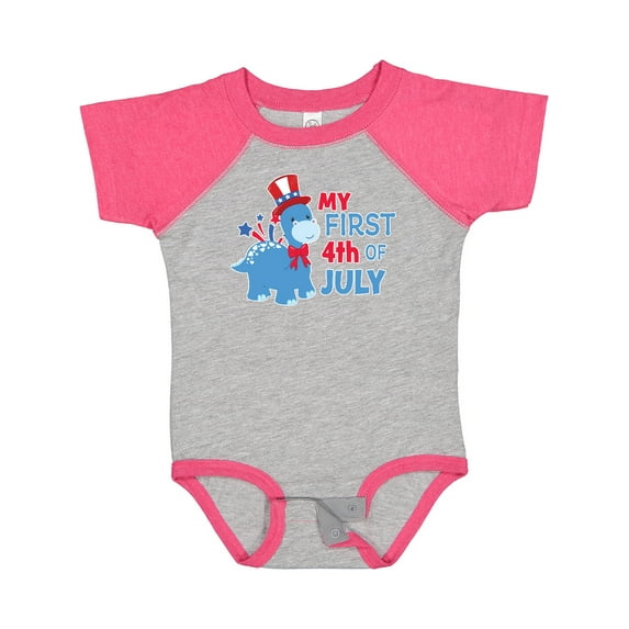 Inktastic My First 4th of July with Dinosaur Boys or Girls Baby Bodysuit
