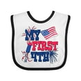 thumbnail image 1 of Inktastic My First 4th with American Flag Rocket and Fireworks Boys or Girls Baby Bib, 1 of 4