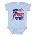 thumbnail image 1 of Inktastic My First 4th with American Flag Rocket and Fireworks Boys or Girls Baby Bodysuit, 1 of 5