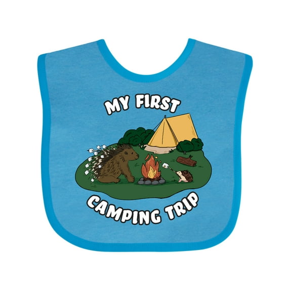 Inktastic My First Camping Trip-camping Hedgehog Boys or Girls Baby Bib