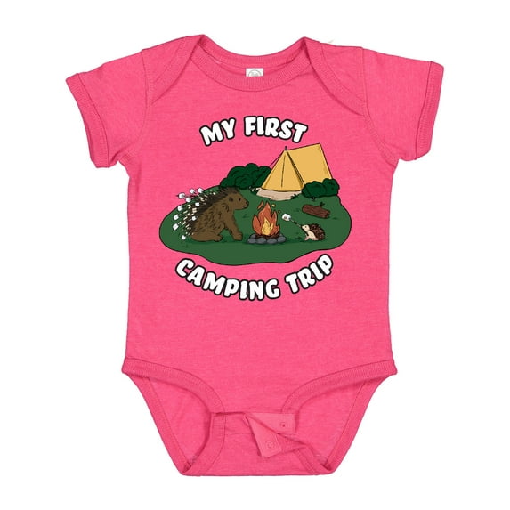 Inktastic My First Camping Trip-camping Hedgehog Boys or Girls Baby Bodysuit
