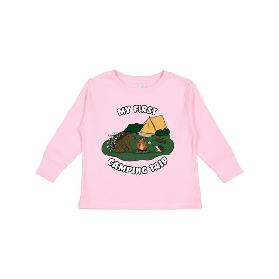Inktastic My First Camping Trip-Camping Hedgehog Boys or Girls Long Sleeve Toddler T-Shirt