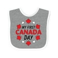 thumbnail image 1 of Inktastic My First Canada Day with Red and White Maple Leaves Boys or Girls Baby Bib, 1 of 4