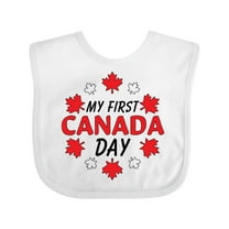 Inktastic My First Canada Day with Red and White Maple Leaves Boys or Girls Baby Bib