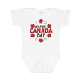 thumbnail image 1 of Inktastic My First Canada Day with Red and White Maple Leaves Boys or Girls Baby Bodysuit, 1 of 5