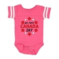 thumbnail image 1 of Inktastic My First Canada Day with Red and White Maple Leaves Boys or Girls Baby Bodysuit, 1 of 5