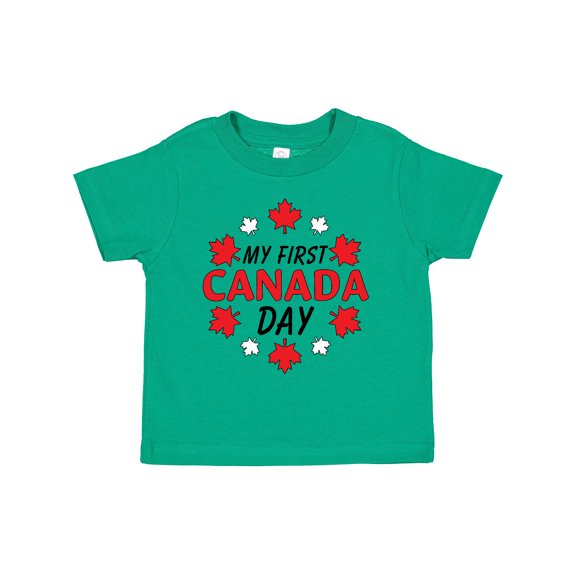 Inktastic My First Canada Day with Red and White Maple Leaves Boys or Girls Toddler T-Shirt