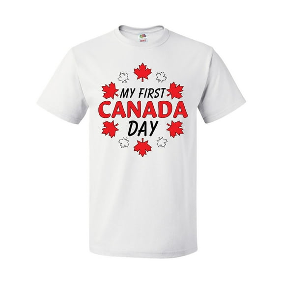 Inktastic My First Canada Day with Red and White Maple Leaves T-Shirt