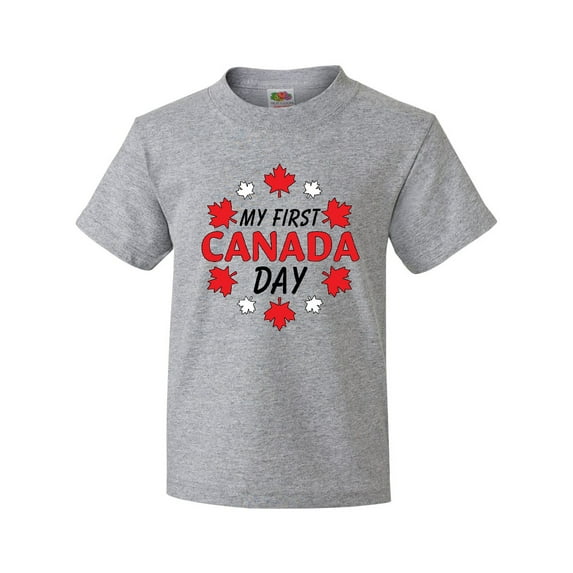 Inktastic My First Canada Day with Red and White Maple Leaves Youth T-Shirt