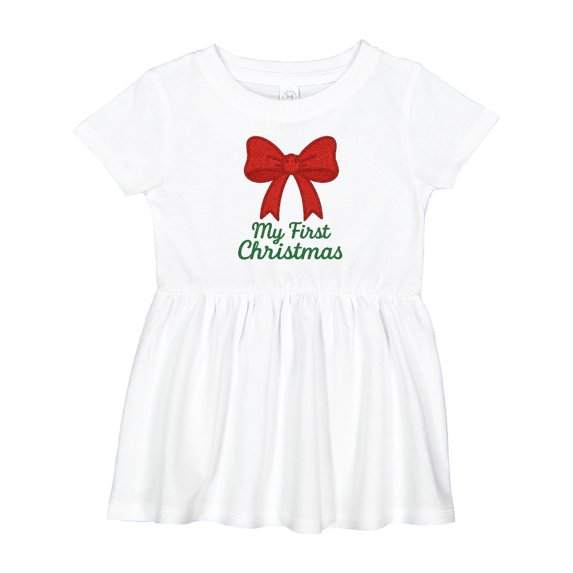 Inktastic My First Christmas Red Bow Girls Baby Dress