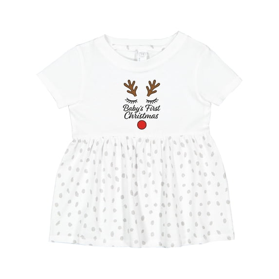 Inktastic My First Christmas Reindeer Girls Baby Dress