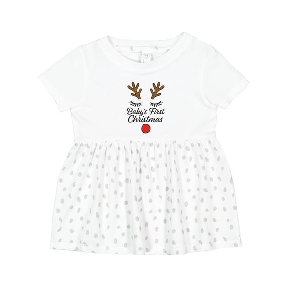 Inktastic My First Christmas Reindeer Girls Baby Dress