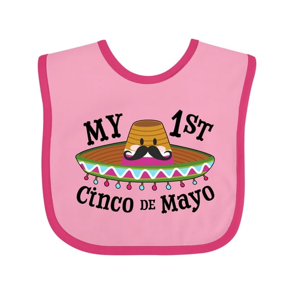 Inktastic My First Cinco De Mayo Sombrero and Mustache Boys or Girls Baby Bib