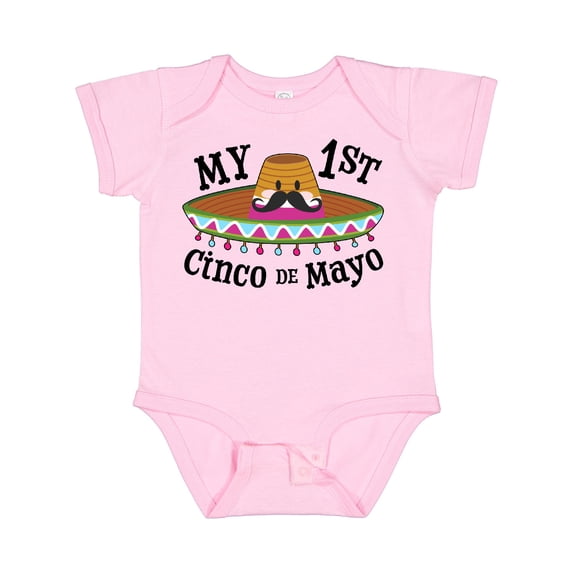 Inktastic My First Cinco De Mayo Sombrero and Mustache Boys or Girls Baby Bodysuit