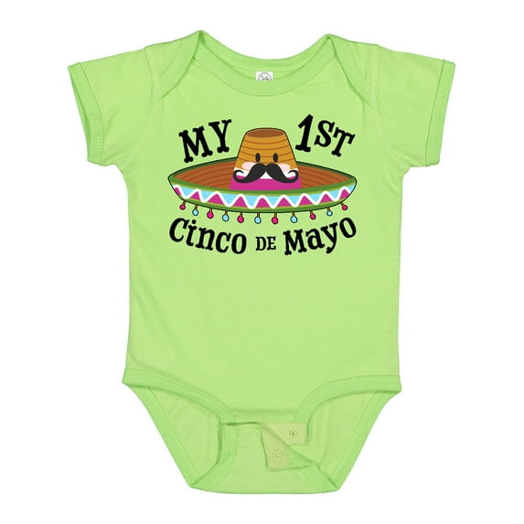 Inktastic My First Cinco De Mayo Sombrero and Mustache Boys or Girls Baby Bodysuit
