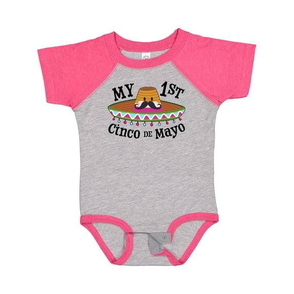 Inktastic My First Cinco De Mayo Sombrero and Mustache Boys or Girls Baby Bodysuit