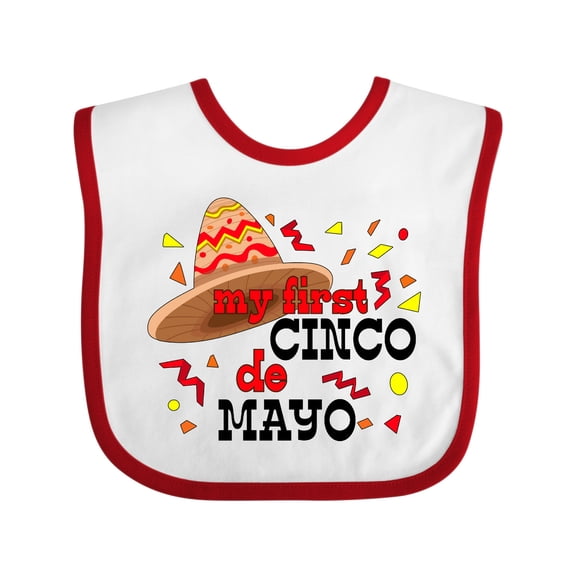 Inktastic My First Cinco De Mayo with Sombrero Boys or Girls Baby Bib
