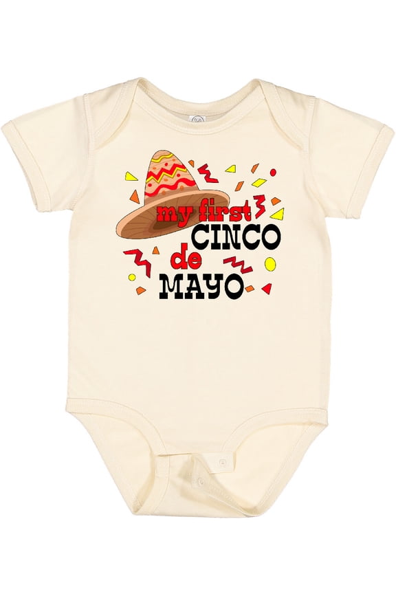My First Cinco De Mayo with Sombrero Boys or Girls Baby Bodysuit