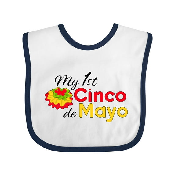Inktastic My First Cinco de Mayo with colorful flower Boys or Girls Baby Bib