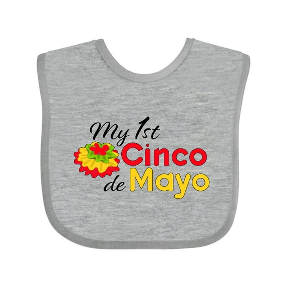 Inktastic My First Cinco de Mayo with colorful flower Boys or Girls Baby Bib