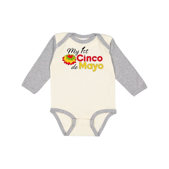 Inktastic My First Cinco de Mayo with colorful flower Boys or Girls Long Sleeve Baby Bodysuit