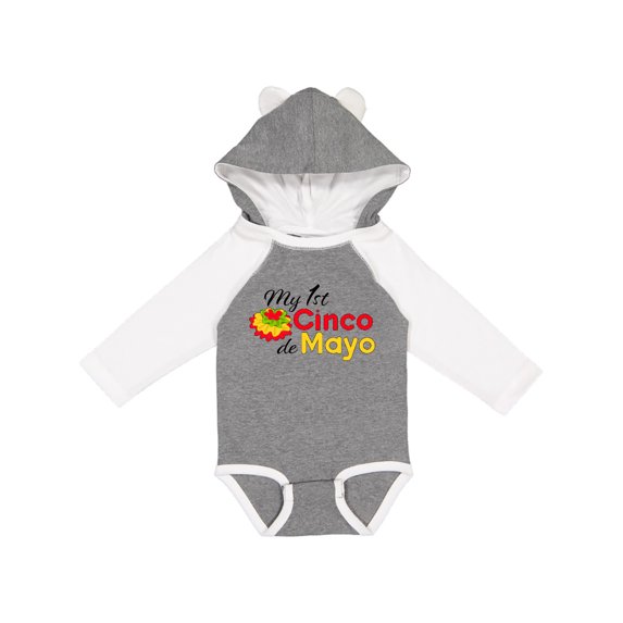 Inktastic My First Cinco de Mayo with colorful flower Boys or Girls Long Sleeve Baby Bodysuit