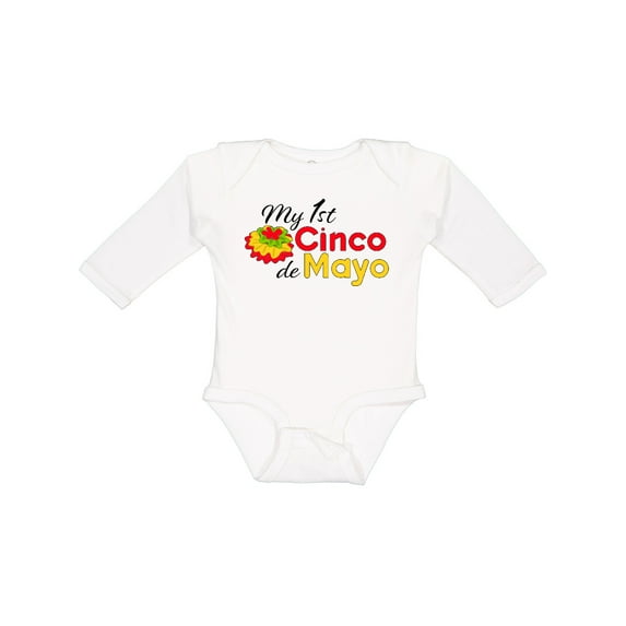 Inktastic My First Cinco de Mayo with colorful flower Boys or Girls Long Sleeve Baby Bodysuit