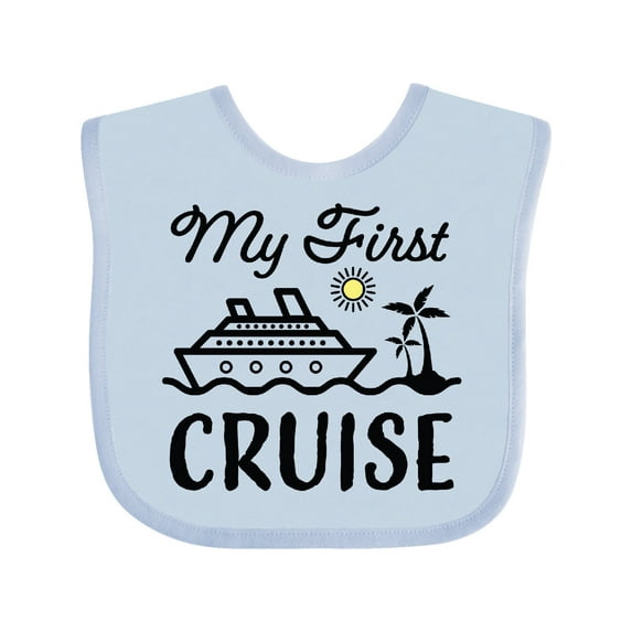 Inktastic My First Cruise with Cruise Ship and Palm Trees Boys or Girls Baby Bib