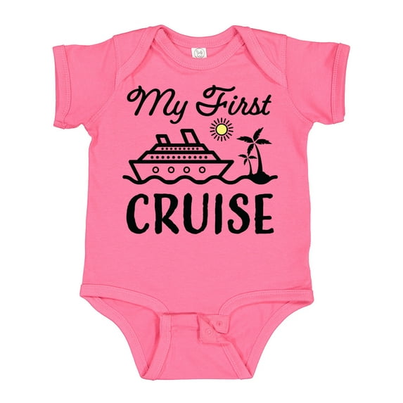 Inktastic My First Cruise with Cruise Ship and Palm Trees Boys or Girls Baby Bodysuit