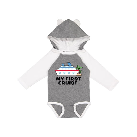 Inktastic My First Cruise with Cruise Ship and Palm Trees Boys or Girls Long Sleeve Baby Bodysuit