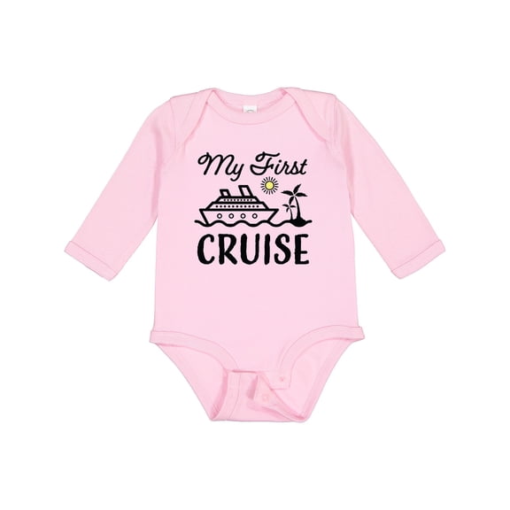 Inktastic My First Cruise with Cruise Ship and Palm Trees Boys or Girls Long Sleeve Baby Bodysuit