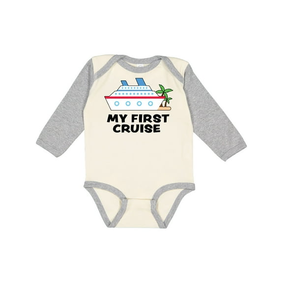 Inktastic My First Cruise with Cruise Ship and Palm Trees Boys or Girls Long Sleeve Baby Bodysuit