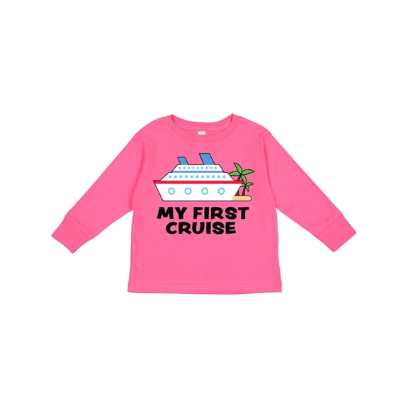 Inktastic My First Cruise with Cruise Ship and Palm Trees Boys or Girls Long Sleeve Toddler T-Shirt