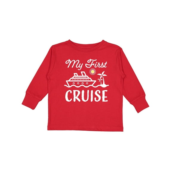 Inktastic My First Cruise with Cruise Ship and Palm Trees Boys or Girls Long Sleeve Toddler T-Shirt