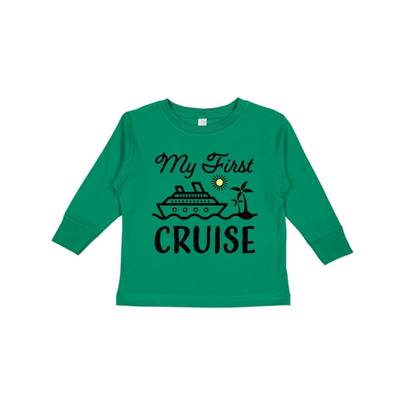 Inktastic My First Cruise with Cruise Ship and Palm Trees Boys or Girls Long Sleeve Toddler T-Shirt