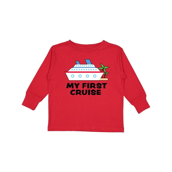 Inktastic My First Cruise with Cruise Ship and Palm Trees Boys or Girls Long Sleeve Toddler T-Shirt