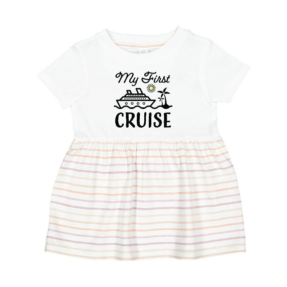 Inktastic My First Cruise with Cruise Ship and Palm Trees Girls Baby Dress