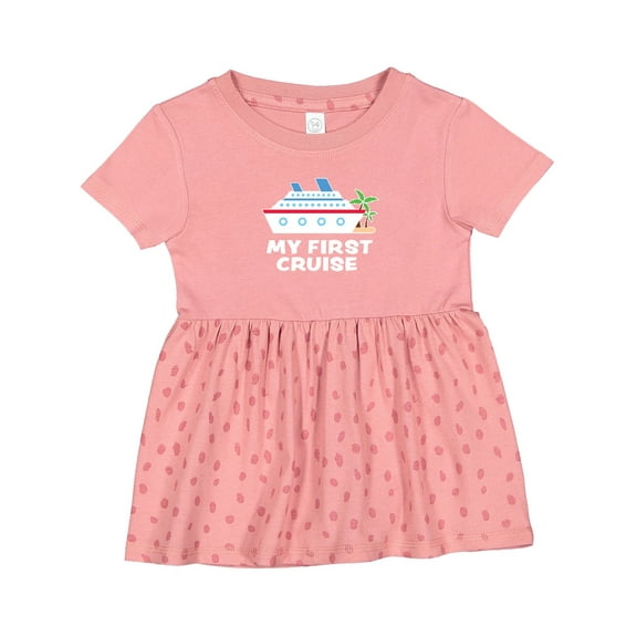 Inktastic My First Cruise with Cruise Ship and Palm Trees Girls Baby Dress