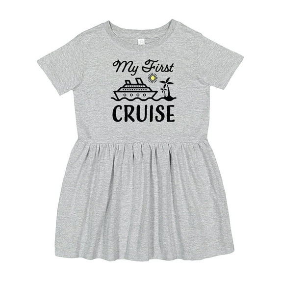 Inktastic My First Cruise with Cruise Ship and Palm Trees Girls Toddler Dress