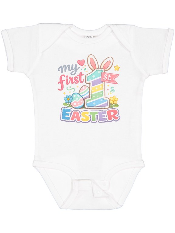 My First Easter 1st Birthday Bunny Ears Boys or Girls Baby Bodysuit