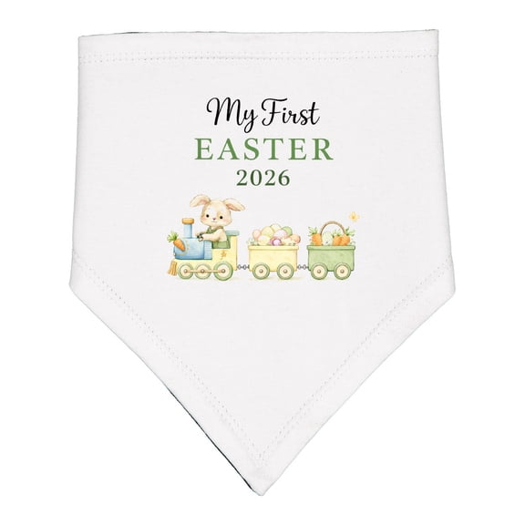 Inktastic My First Easter 2026 Train Baby Bandana Bib